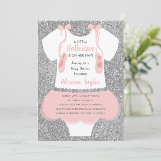 Ballerina Baby shower Uitnodiging (Staand voorkant)