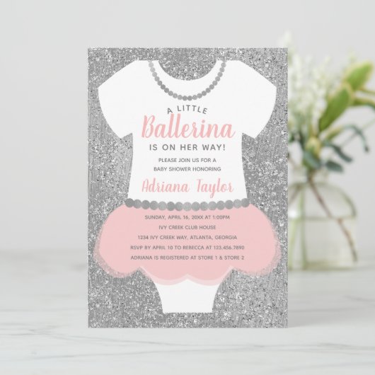 Ballerina Baby shower Uitnodiging (Staand voorkant)