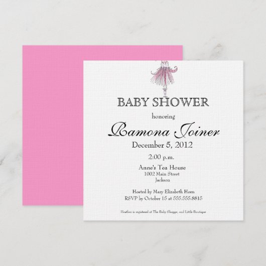 Ballerina Baby shower Uitnodiging (Voorkant / Achterkant)