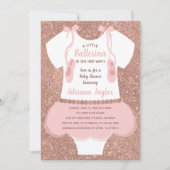 Ballerina Baby shower Uitnodiging, Roos Gold Kaart (Voorkant)