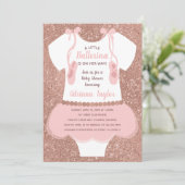 Ballerina Baby shower Uitnodiging, Roos Gold Kaart (Staand voorkant)