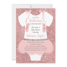 Ballerina Baby shower Uitnodiging, Roze