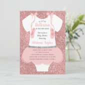 Ballerina Baby shower Uitnodiging, Roze Kaart (Staand voorkant)
