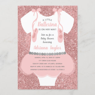 Ballerina Baby shower Uitnodiging, Roze Kaart