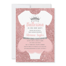 Ballerina Baby shower Uitnodiging, Roze