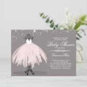 Ballerina Baby shower-uitnodiging, tutu opgewonden Kaart (Staand voorkant)