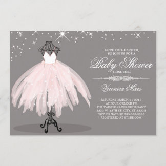 Ballerina Baby shower-uitnodiging, tutu opgewonden Kaart