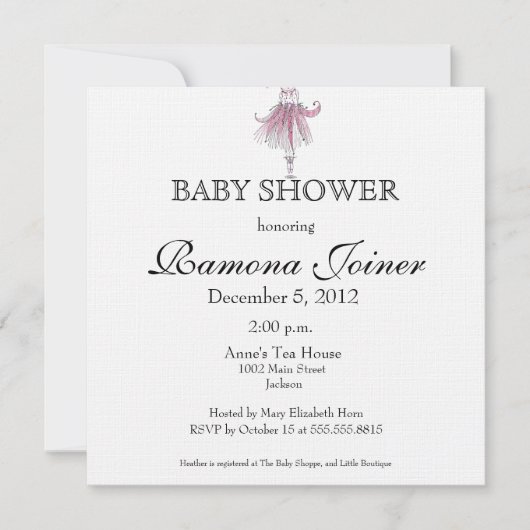 Ballerina babyshower uitnodiging (Voorkant)