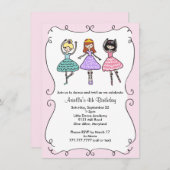 Ballerina Ballet Birthday Party Kaart (Voorkant / Achterkant)