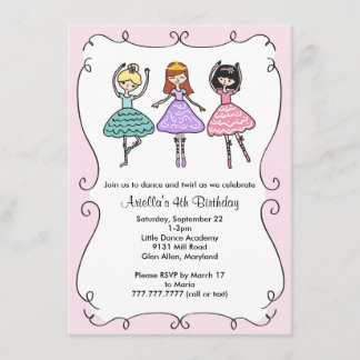 Ballerina Ballet Birthday Party Kaart