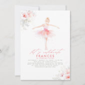 Ballerina Ballet Bloemen Roze Verjaardagsfeest Kaart (Voorkant)