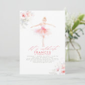Ballerina Ballet Bloemen Roze Verjaardagsfeest Kaart (Staand voorkant)