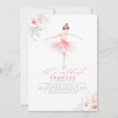 Ballerina Ballet Bloemen Roze Verjaardagsfeest Kaart (Voorkant)
