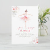 Ballerina Ballet Bloemen Roze Verjaardagsfeest Kaart (Staand voorkant)