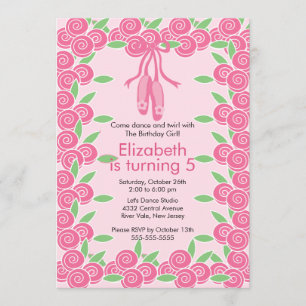 Ballerina Ballet Dance Birthday Invitation Kaart