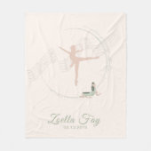 Ballerina Ballet Dancer in Roze en Groen Fleece Deken (Voorkant)
