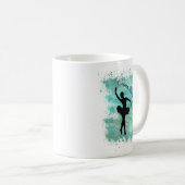 Ballerina Ballet Dancer Silhouette in Blue Koffiemok (Voorkant rechts)