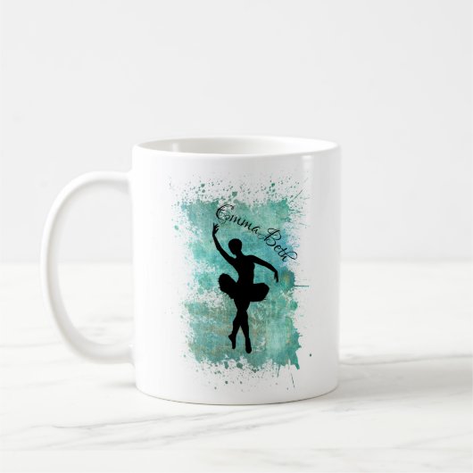Ballerina Ballet Dancer Silhouette in Blue Koffiemok (Links)