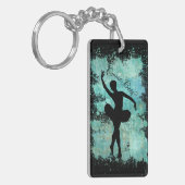 Ballerina Ballet Dancer Silhouette in Blue Sleutelhanger (Voorkant Links)
