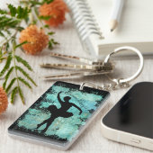 Ballerina Ballet Dancer Silhouette in Blue Sleutelhanger (Voorkant Rechts)