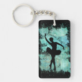 Ballerina Ballet Dancer Silhouette in Blue Sleutelhanger (Voorkant)