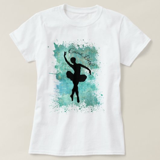 Ballerina Ballet Dancer Silhouette in Blue T-shirt (Design voorkant)