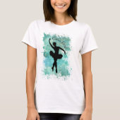 Ballerina Ballet Dancer Silhouette in Blue T-shirt (Voorkant)