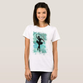 Ballerina Ballet Dancer Silhouette in Blue T-shirt (Voorkant volledig)