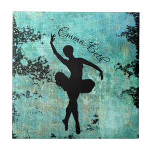 Ballerina Ballet Dancer Silhouette in Blue Tegeltje