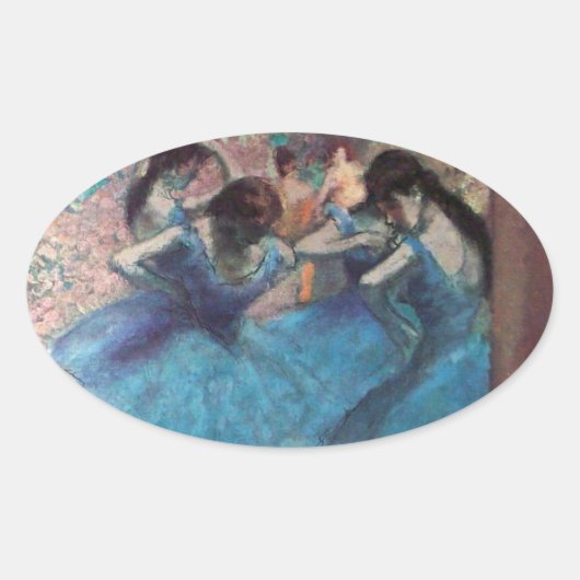 BALLERINA BALLET DANCERS IN BLAUW OVALE STICKER (Voorkant)