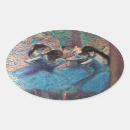 BALLERINA BALLET DANCERS IN BLAUW OVALE STICKER