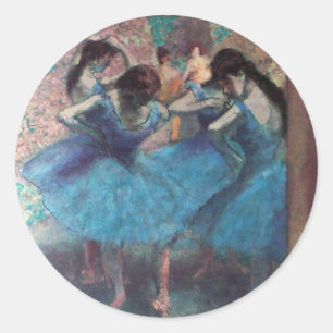 BALLERINA BALLET DANCERS IN BLAUW RONDE STICKER