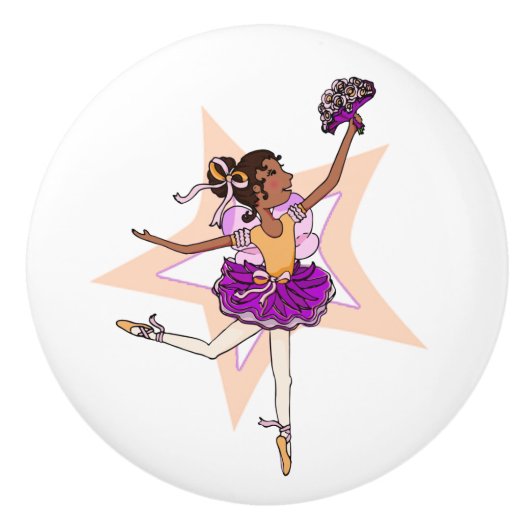 Ballerina ballet dark girl art deurknop keramische knop (Voorkant)