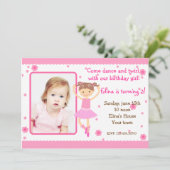 Ballerina Ballet Foto van Birthday Party Kaart (Staand voorkant)