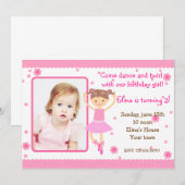 Ballerina Ballet Foto van Birthday Party Kaart (Voorkant / Achterkant)