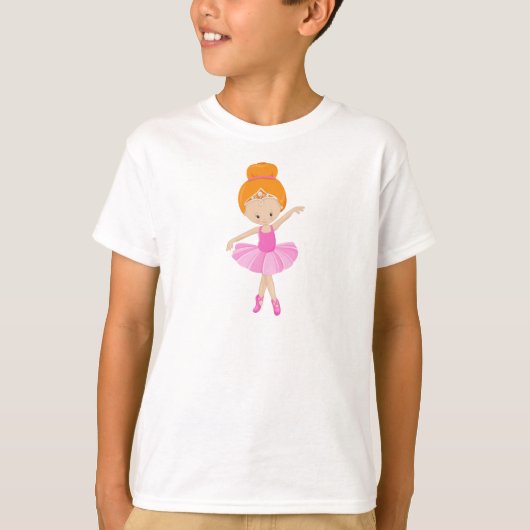 Ballerina, Ballet Girl, Ballet Dancer, Oranje haar T-shirt (Voorkant)