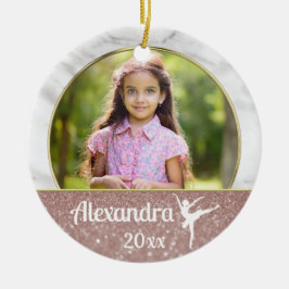 Ballerina Ballet Girls Elegant Pink Glitter Dance Keramisch Ornament