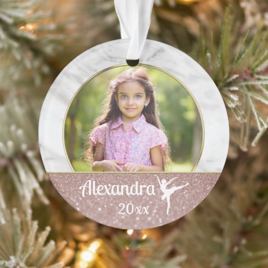 Ballerina Ballet Girls Elegant Pink Glitter Dance Ornament (Boom)