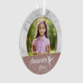 Ballerina Ballet Girls Elegant Pink Glitter Dance Ornament (voorkant)