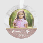 Ballerina Ballet Girls Elegant Pink Glitter Dance Ornament (voorkant)