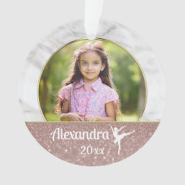 Ballerina Ballet Girls Elegant Pink Glitter Dance Ornament