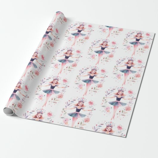 Ballerina Ballet Notenkraker Cadeaupapier (Uitgerold)