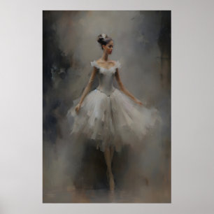 Ballerina Ballet Olie Schilderij, Donkere Academic Poster