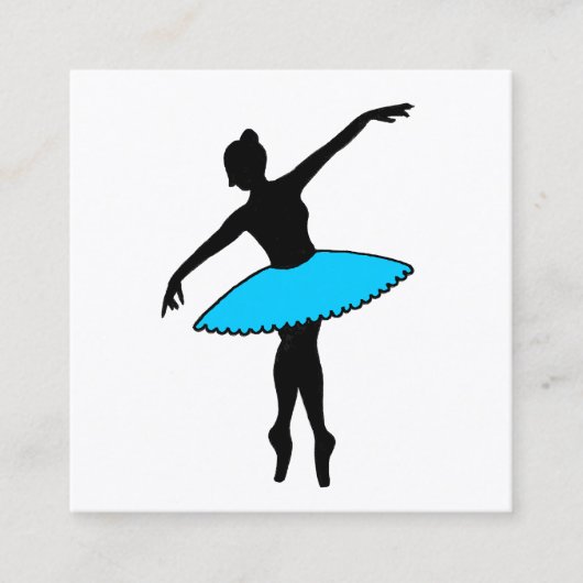 Ballerina Ballet Pointe Blue Tutu Dance Teacher Vierkante Visitekaartje (Voorkant)