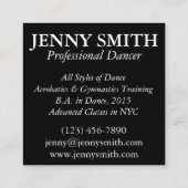 Ballerina Ballet Pointe Blue Tutu Dance Teacher Vierkante Visitekaartje (Achterkant)