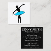 Ballerina Ballet Pointe Blue Tutu Dance Teacher Vierkante Visitekaartje (Voorkant / Achterkant)
