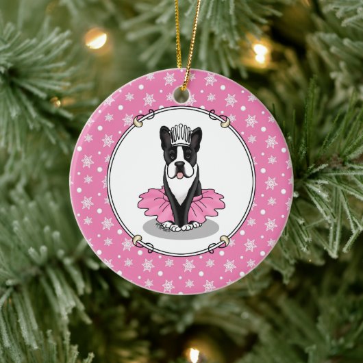 Ballerina Ballet Princess Boston Terrier (zwart) Keramisch Ornament (Boom)