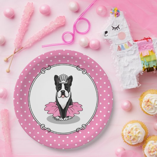 Ballerina Ballet Princess Boston Terrier (zwart) Papieren Bordje (Feest)
