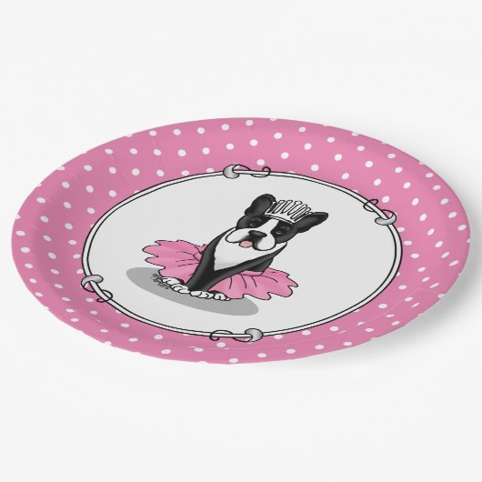 Ballerina Ballet Princess Boston Terrier (zwart) Papieren Bordje (Gekanteld)