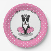 Ballerina Ballet Princess Boston Terrier (zwart) Papieren Bordje (Voorkant)